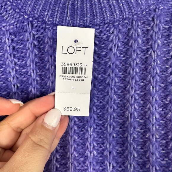 Vibrant Purple Fuzzy Textured Ribbed Sweater Long Sleeve Crewneck -NEW - Picture 5 of 11